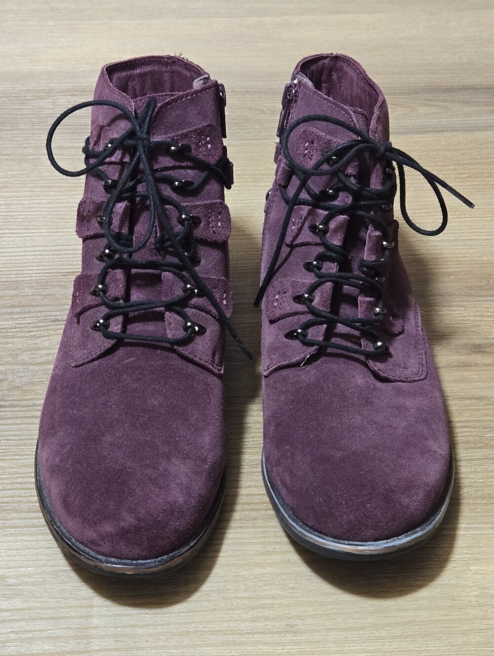 Vintage Earth Suede Lace-Up Ankle Boots in Plum - Picture 3 of 8